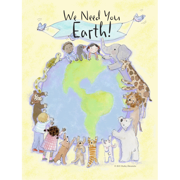 caring for earth, nursery art with earth theme, love of earth artwork, children loving earth poster, we need you earth poster, earth poster for children