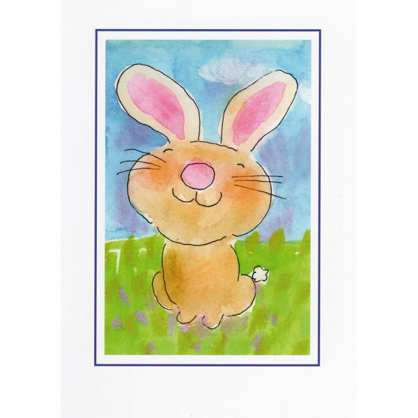 bunny card, spring card with bunny, happy spring card, cute spring greeting card, greeting card with bunny, illustrated spring cards