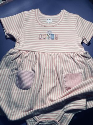 Personalized Striped Dress with Rompers