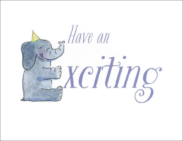 Illustrated Zoo Animal Alphabet Birthday Card with Elephant