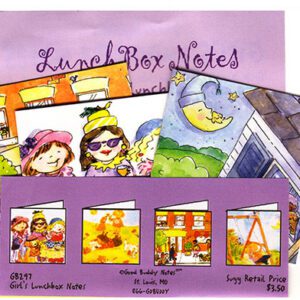 A bunch of pictures are on the cover of lunch box notes.