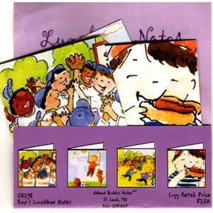 A purple cover with four different pictures of children.