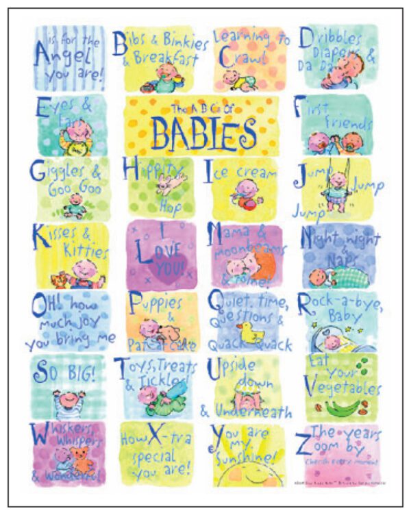 A poster of baby 's names and their meanings.