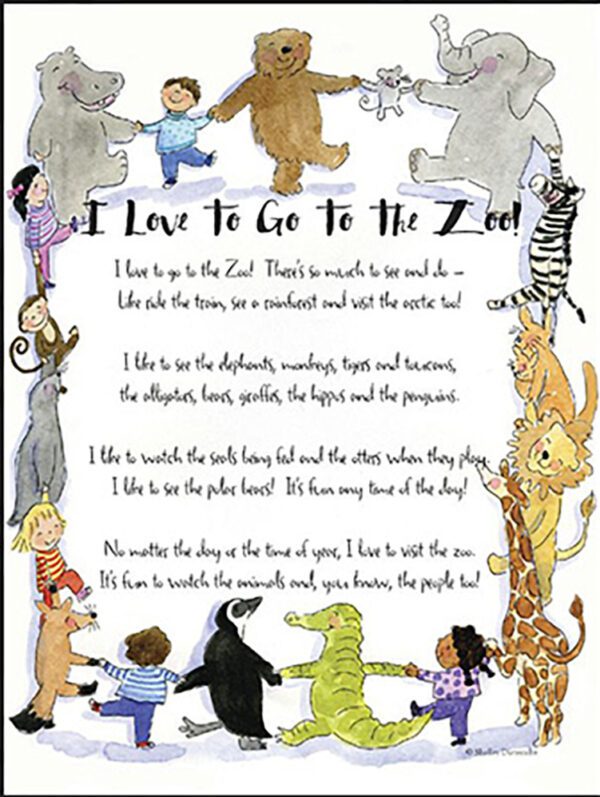 A poster of the poem i love to go to the zoo.