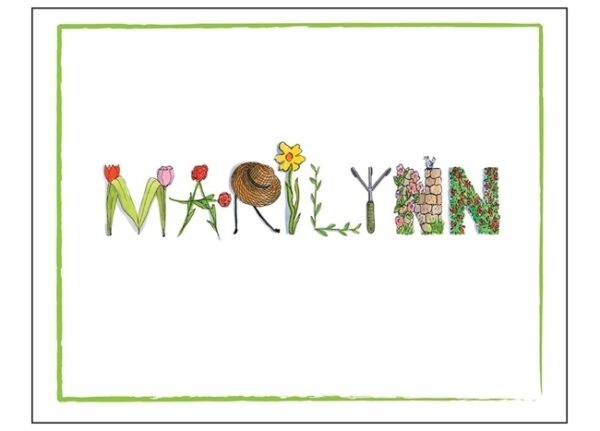 A picture of the name marilynn spelled out in flowers.