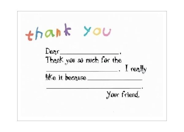 A child 's thank you note is written in marker.