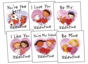 Set of 6 kid valentines
