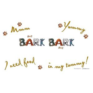 A dog 's name is written in the middle of the bark.