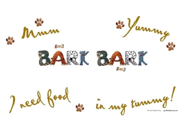 A dog 's name is written in the middle of the bark.