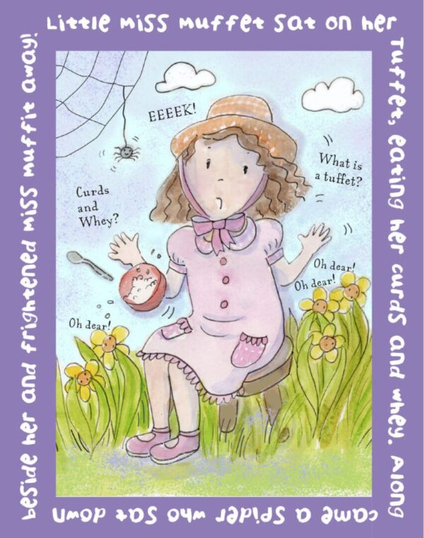 A girl sitting in the grass with a spider on her arm.