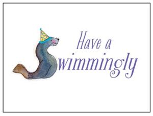 A birthday card with an animal wearing a party hat.