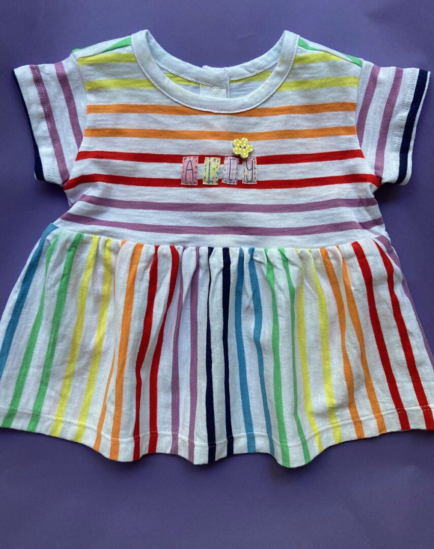 Personalized Infant Rainbow Striped Dress