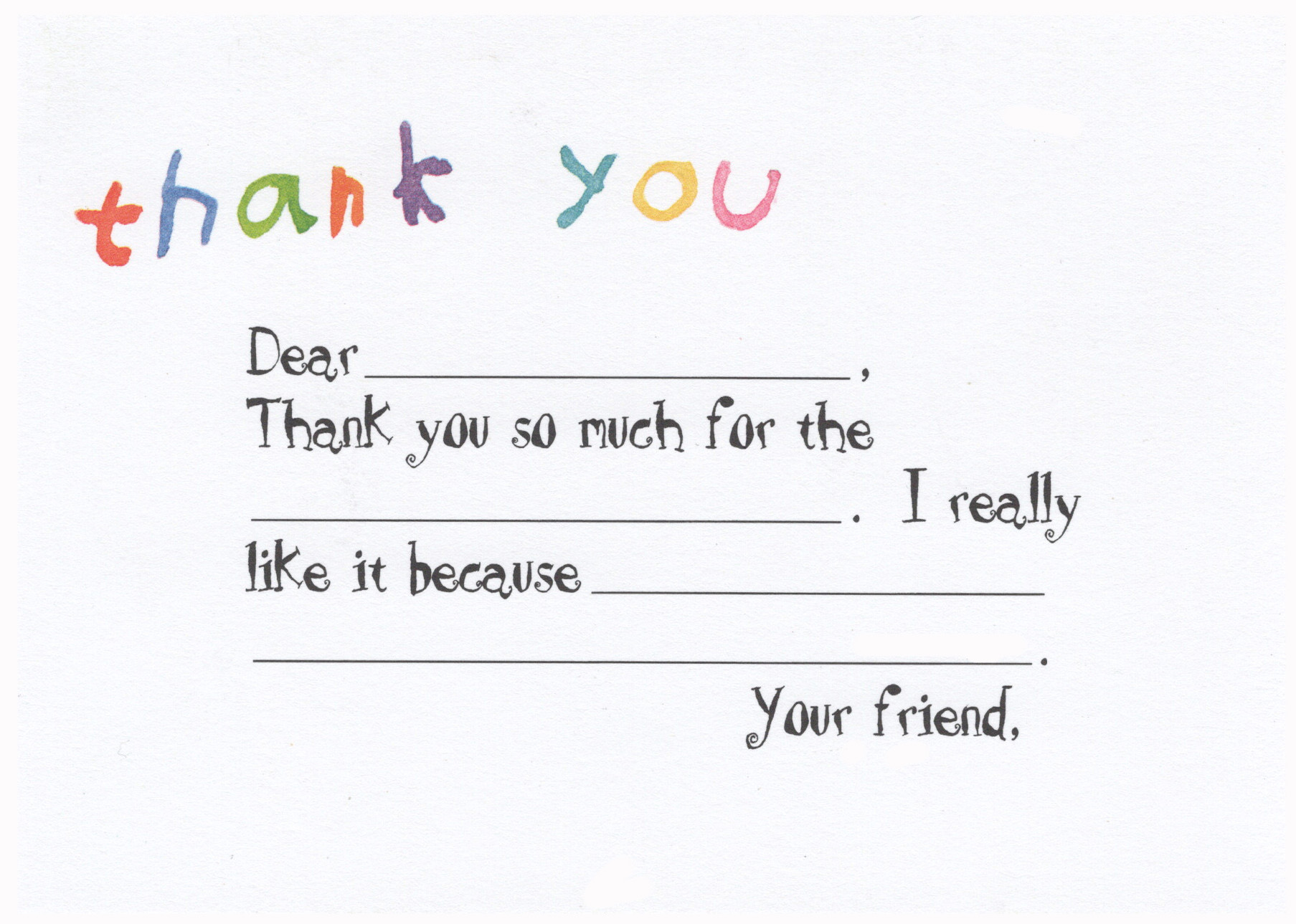 Holiday Thank you Cards for Kids