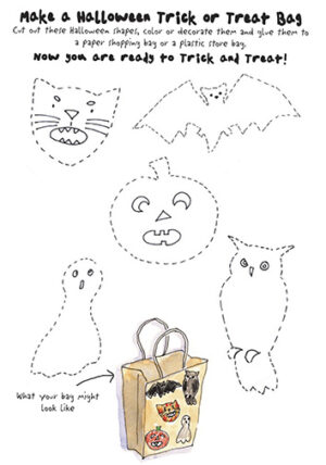Fun Activity page for kids to make Halloween Trick or Treat Bag