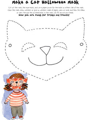 A fun activity page to make a Cat Halloween Mask