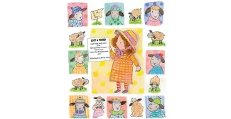 Drawing of a young girl looking for her pet sheep